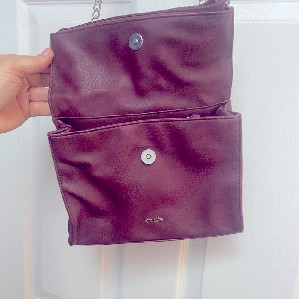 Kenzie studded Purse purple with many pockets, compartments, and stylish chain - Picture 4 of 13